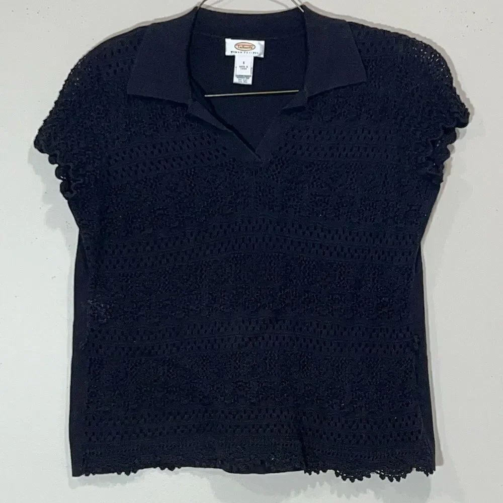 Cute Black Knit Talbots Petite Top. Size X (1X)